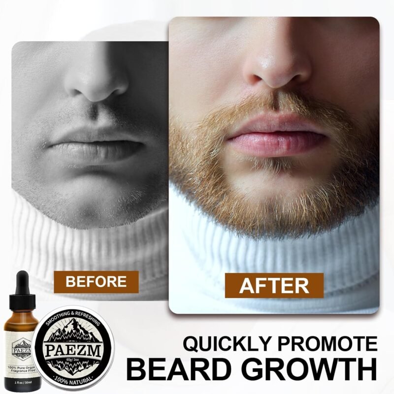 5 Piece Beard Grooming Kit for Men, including All Natural Beard Oil, Beard Balm with Sweet Orange Scent, Comb, Scissors, Storage Bag, Beard Care Set Christmas Birthday Father's Day Gift for Him - Image 5