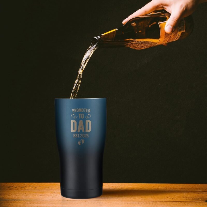 Promoted to Dad Est 2025 Tumbler - New Dad Gifts Ideas - First Time Dad - Dad to Be - Daddy w/Newborn - Dads to be Present - Expecting Father Presents (Midnight) - Image 4