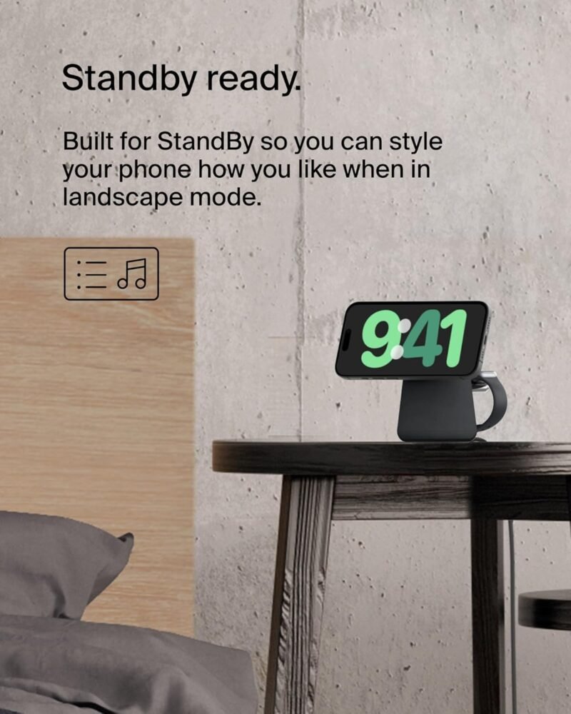 Belkin 2-in-1 MagSafe Wireless Charging Dock 15W Fast Charge iPhone Charger Compatible with iPhone 16, 15, 14, and 13 Series, AirPods, and Other MagSafe Enabled Devices, Includes Power Supply - Black - Image 3