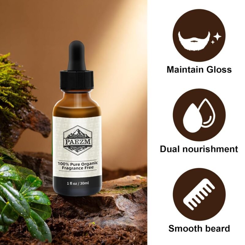 5 Piece Beard Grooming Kit for Men, including All Natural Beard Oil, Beard Balm with Sweet Orange Scent, Comb, Scissors, Storage Bag, Beard Care Set Christmas Birthday Father's Day Gift for Him - Image 4