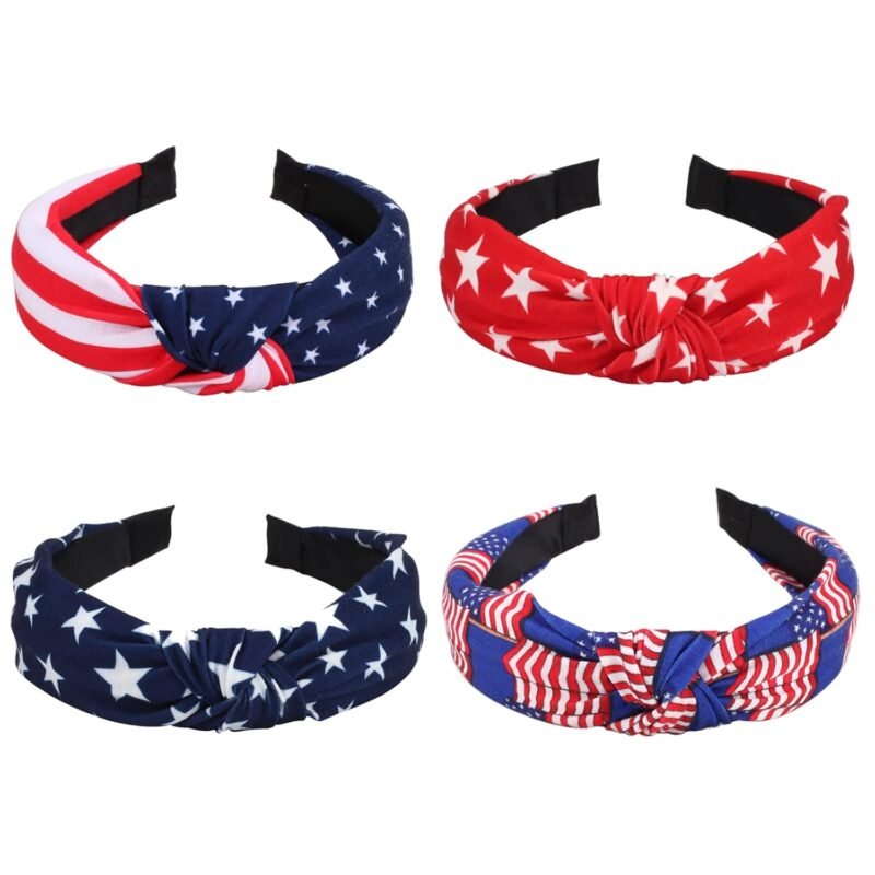 Ardorchid USA Flag Headbands American Patriotic Independence Day 4th of July Headband Red White and Blue Hair Hoop for Women Girls Gifts Hair Accessories