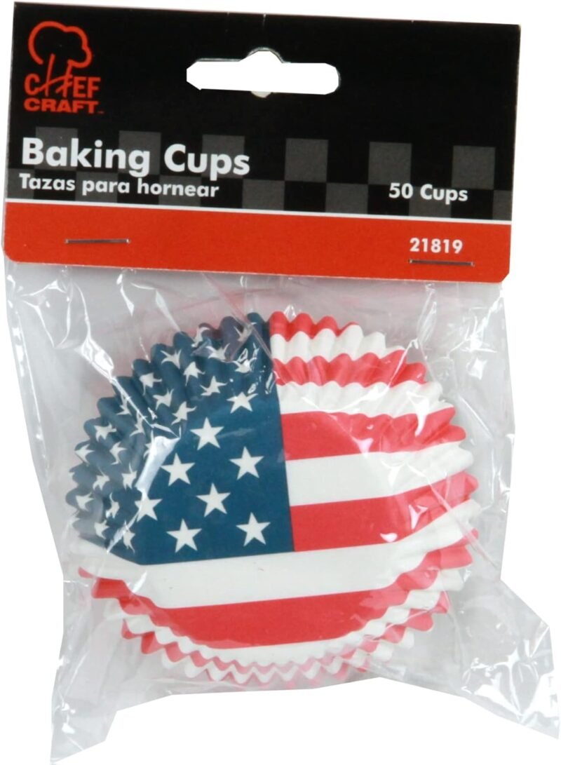 Chef Craft Paper Patterned Cupcake Liners, 50 count, Red/White/Blue - Image 2
