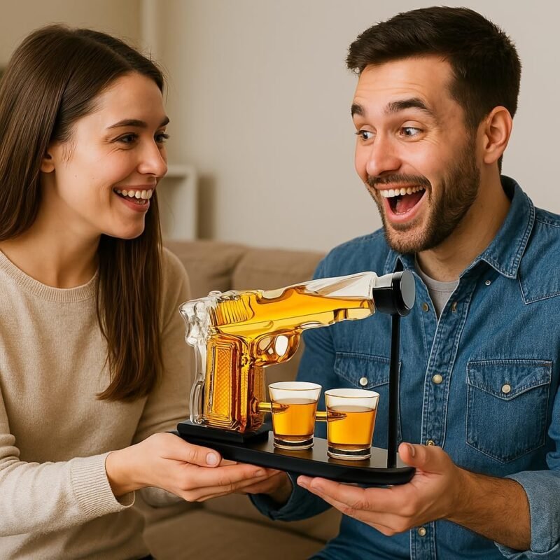 Gifts for Men Dad, 10.1 Oz Whiskey Gun Decanter Set + 2 Bullet Glasses - Unique Birthday Pistol Gift Ideas Daughter Son, Personalized Liquor Dispenser - Scotch Bourbon Vodka, Him, Brother Husband - Image 4