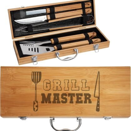 Custom Grill Gifts for Dad on Fathers Day - Celebrate in Style with Our Personalized Dad BBQ Set: Engraved Grilling Tools for Husband, Daddy, Grandpa