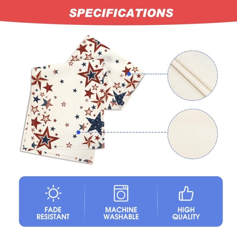 Artoid Mode Old Style Stars American Flag 4th of July Table Runner, Memorial Day Kitchen Dining Table Decoration for Home Party Decor 13x72 Inch - Image 5