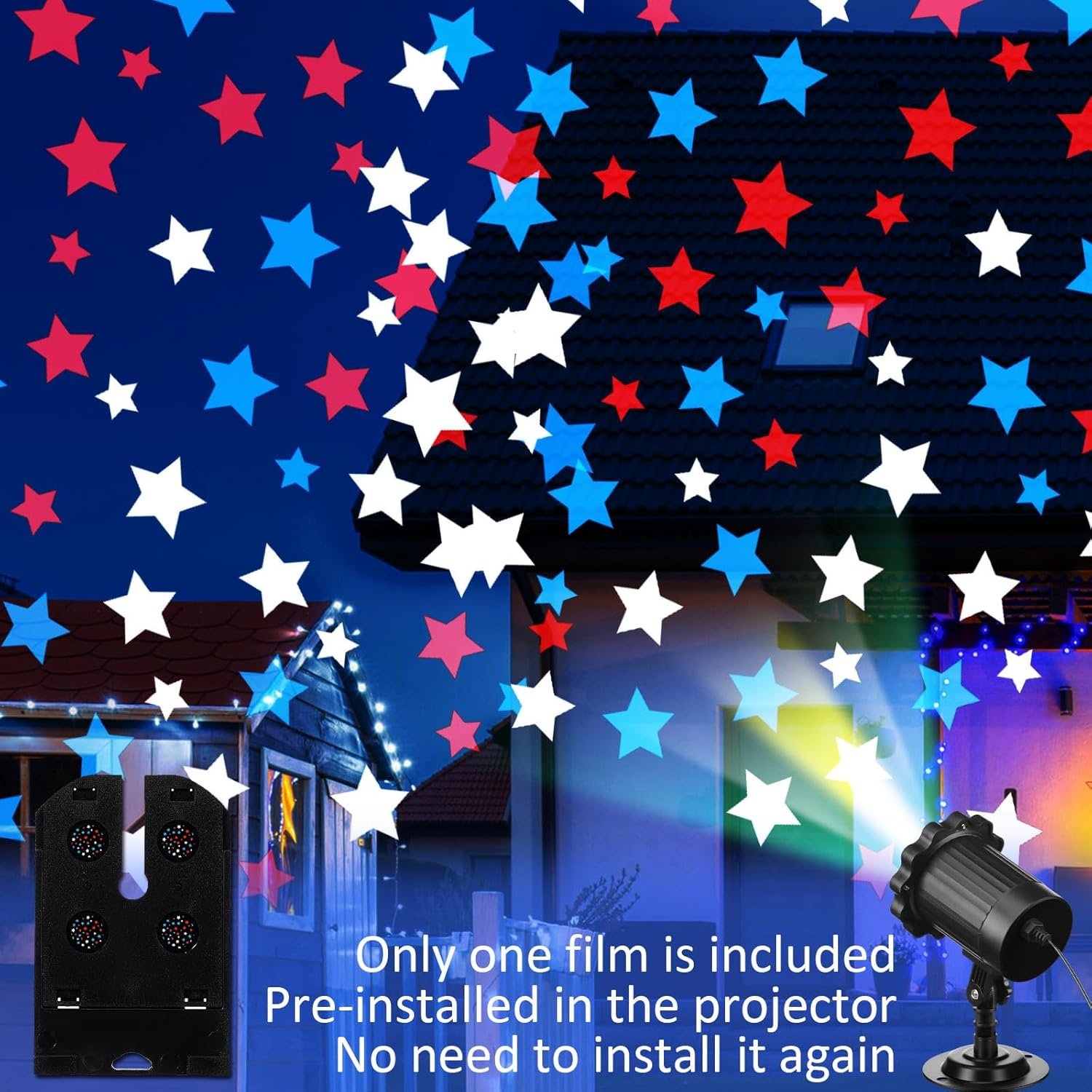 Independence Day Projector Lights 4th of July Projector Patriotic Waterproof Outdoor Indoor LED Spotlight with Dynamic American Flag Patterns for Garden Yard Party Decor(Star) - Image 5