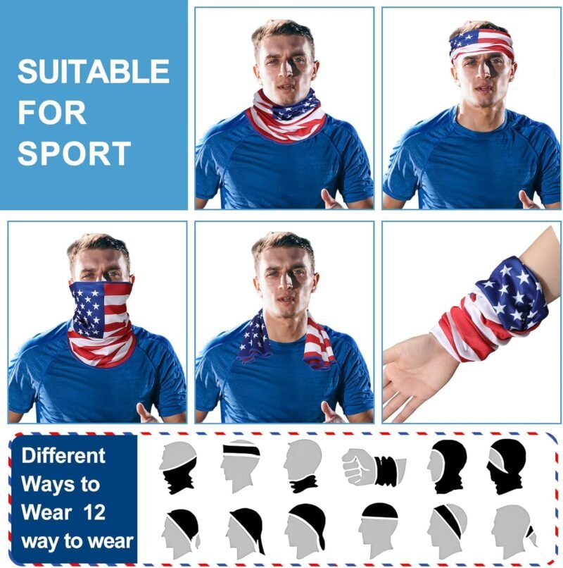 Eurzom American Flag Cooling Neck Gaiter Memorial Day Face Cover Patriotic Face Mask 4th of July Neck Mask for Men Women - Image 4