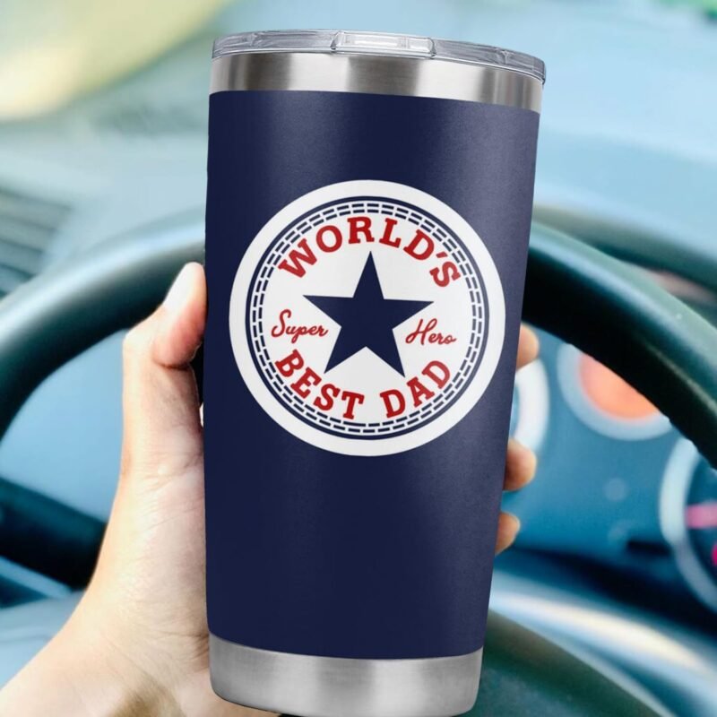 Worlds Best Dad Ever Tumbler Cup Fathers Day Christmas Birthday Gifts for Dad Papa from Daughter Son 20 OZ Coffee Mug - Image 3
