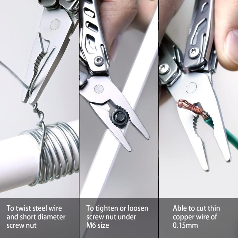 Nextool EDC Keychain Multitool, 10 in 1 Mini Pocket Knife Multi Tool with Needlenose Pliers, Scissors, Mini Useful Cool Gadgets for Men, Father's Day Gifts from Daughter-Sliver - Image 5
