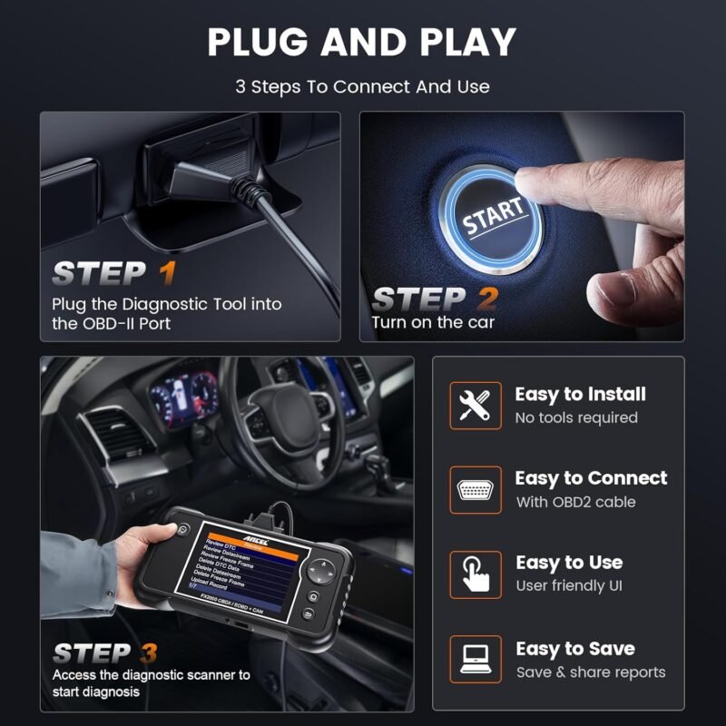 ANCEL FX2000-US OBD2 Scanner Diagnostic Tool, ABS SRS Transmission Airbag Car Scanner, Check Engine Car Code Reader, Automotive Diagnostic Tool Lifetime Free Upgrade - Image 2