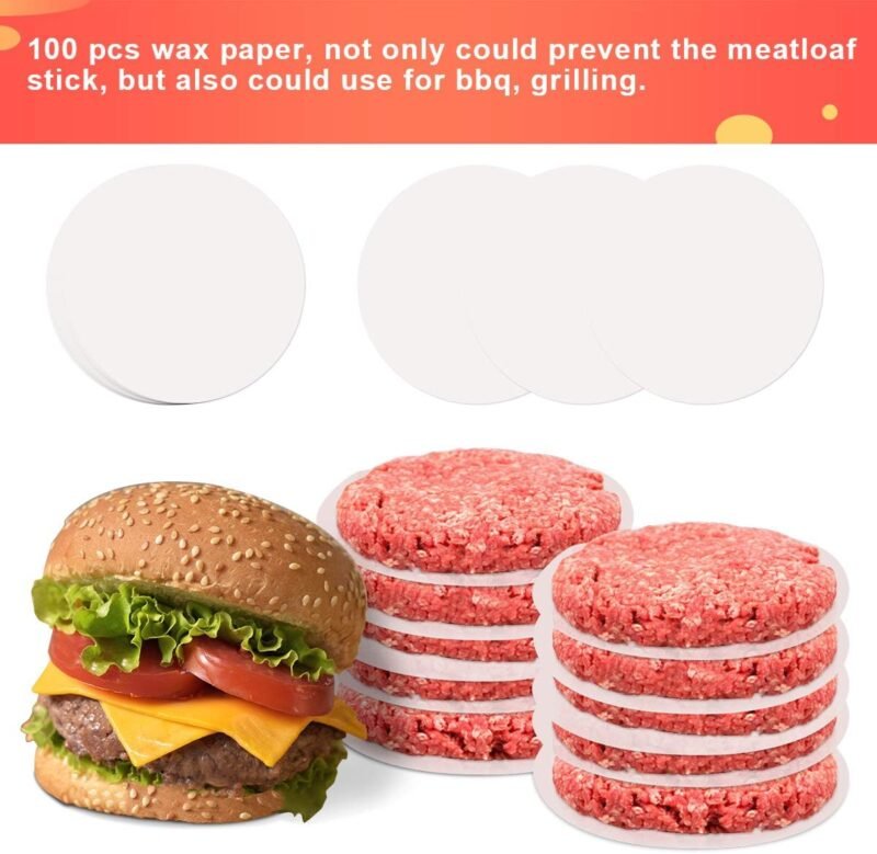 Luxiv 3 in 1 Burger Press, Hamburger Patty Maker Stuffed Burgers Press with 100p Hamburger Paper for BBQ Non-Stick Sliders Beef Hamburger Push (Black) - Image 4