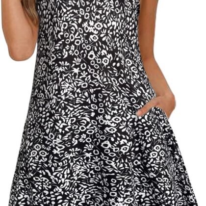 elescat Women's Summer Dresses 2025 Beach Casual Sleeveless Floral Print Tank Loose Sundress with Pocket