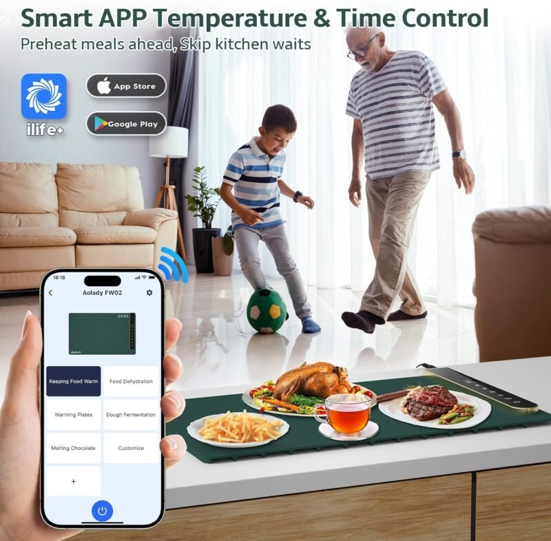 Warming Mat for Food - Portable Food Warmers for Parties with App Control - Warming Trays for Buffets Party Home Essentials Kitchen Gadgets House Warming Gifts New Home Fathers Day Dad Gifts - Image 2