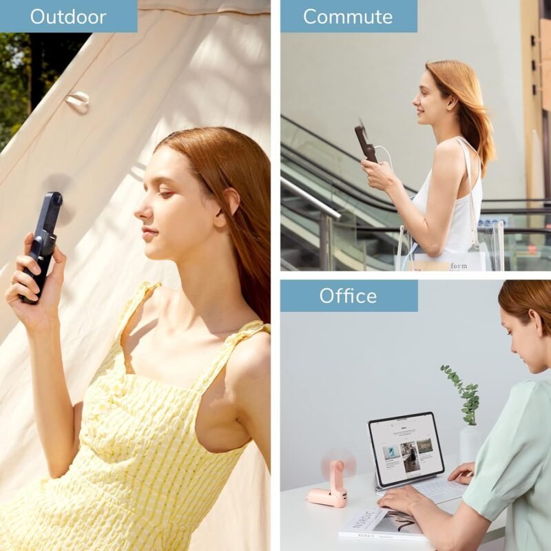 JISULIFE Handheld Mini Fan, 3 IN 1 USB Rechargeable Portable Fan [12-19 Working Hours] with Power Bank, Flashlight, Pocket Design for Travel/Summer/Concerts/Lash, Gifts for Women (Dark Blue) - Image 7