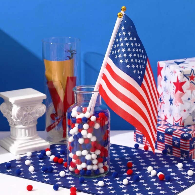 SEPGLITTER Red White Blue Pom Poms Balls, 1000Pcs 1 cm/0.4inch 4th of July Pom Poms Balls for Independence Day Patriotic Veterans Party Memorial Crafts Making DIY Holiday Decorations Supplies - Image 5