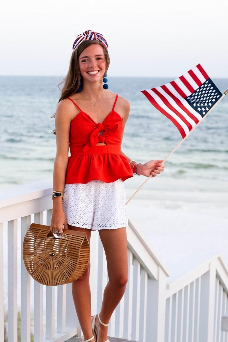 4 th of July Headband for Women Girls Fourth of July Knotted Headband Red White and Blue Sequin Beaded Patriotic Hairband American Flag USA Independence Day Head Band Hair Accessories Gifts - Image 3