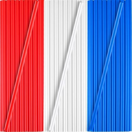 Gerrii 300 Pcs Red White Blue Plastic Drinking Straws Disposable Drinking Independence Day Straw for 4th of July Patriotic Reusable Straws for Memorial Day Americana Themed Party BBQ Supply