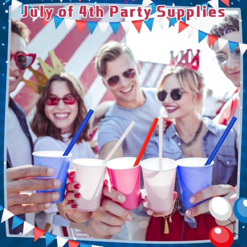 120 Pcs Independence Day Plastic Straws Red Blue White Star Shaped Straws Disposable Drinking Cute Straw for 4th of July Party Beverage Cocktail Patriotic Memorial Day Supplies - Image 7