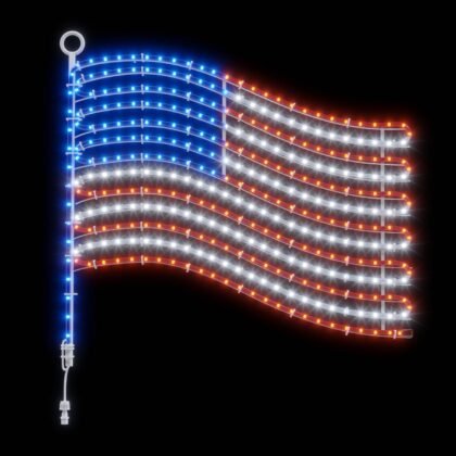 2025 New LED American Flag Lights - 24"x21.65" Large Lighted US Flags with 340LEDs Rope, IP65 Waterproof, Wall & Pole Hangable Led Flag for Memorial Day, Home, Garden Decoration (Plug in Power)