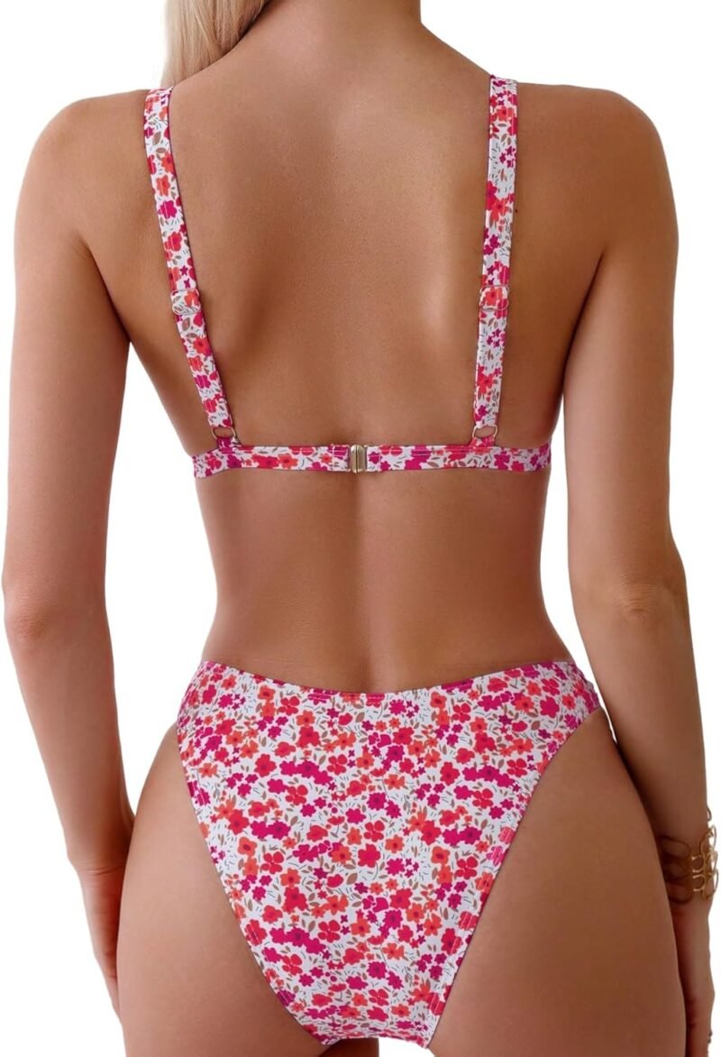 ZAFUL Women's 2 Piece Floral Print Swimsuit Triangle String High Cut Bikini Sets Bathing Suit - Image 2