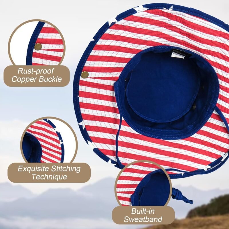Bucket Hat Wide Brim UV Protection Sun Hat Boonie Hats Fishing Hiking Safari Outdoor Hats for Men and Women - Image 3