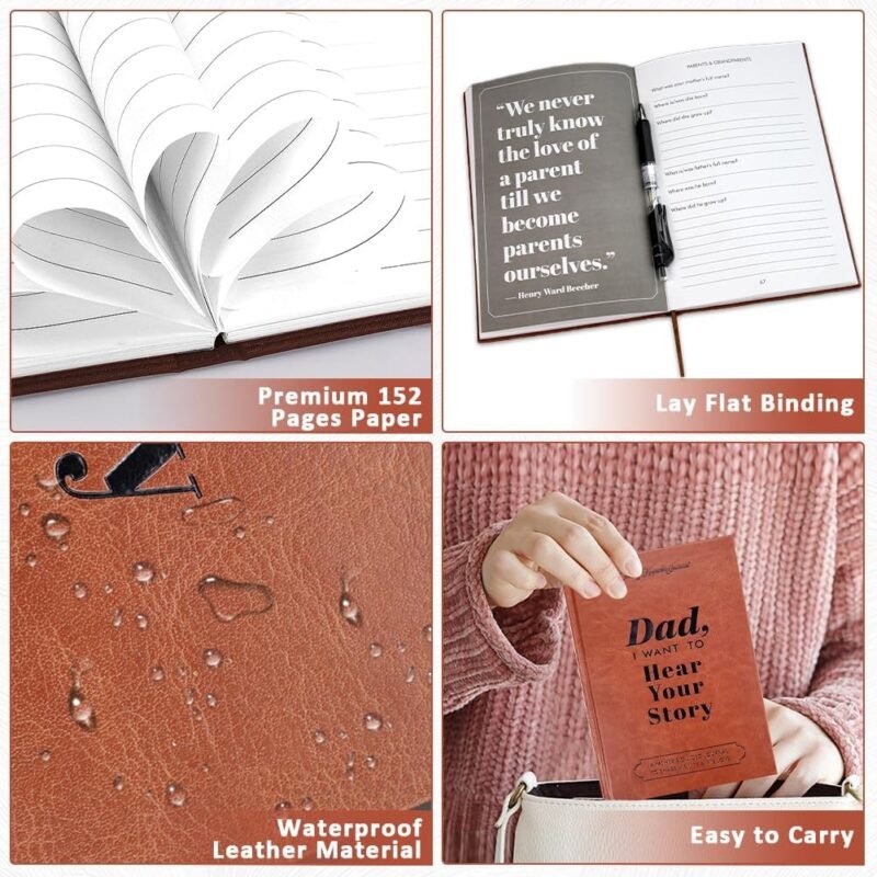 A5 Lined Leather Journal with Pen, 240 Pages Refillable Hardcover Notebook with Pocket and Magnetic Buckle, 80gsm Thick Daily Diary for Men and Women, Great Gift for Business School Travel Personal - Image 2