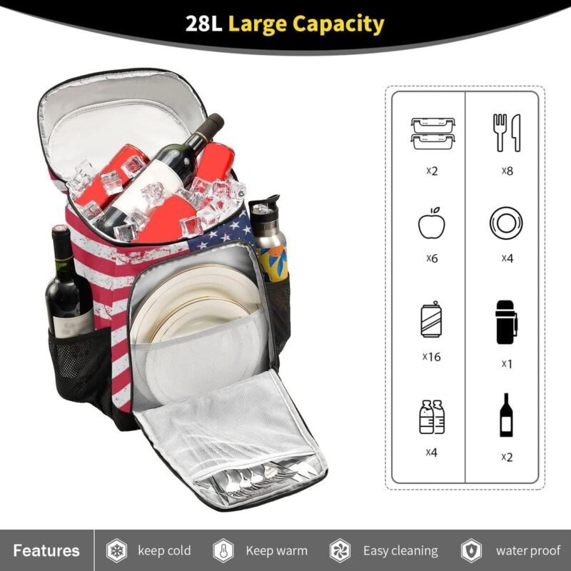 Cooler Backpack Leakproof Backpack Cooler Insulated Lunch Cooler Bag 30 Cans Camping Coolers for Beach Camping Hiking - Image 4