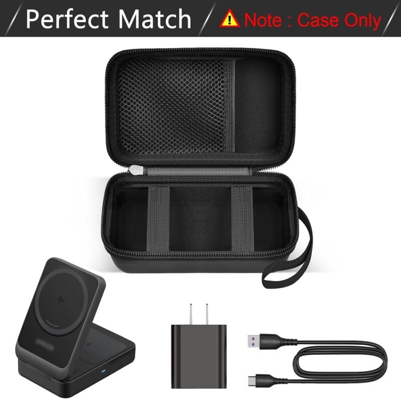 Case for Anker MagGo 3-in-1 for MagGo UFO Charging Station,for Augnner for Iseyyox for Apple MagSafe Duo for LISEN for RTOPSMagSafe Wireless Charger Foldable Magnetic Charging Stand Storage Box-Black - Image 2