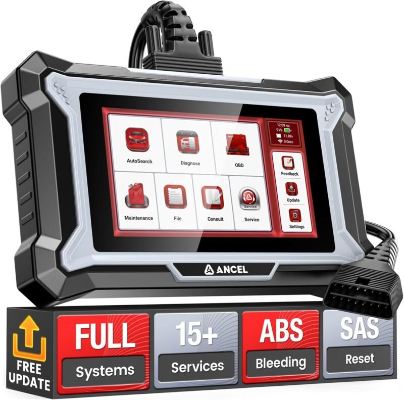 ANCEL DS200 All Systems OBD2 Scanner for ABS, SRS, Transmission Diagnostic, 15+ Reset Services, ABS Bleeding, SAS Reset, Gearbox Relearn, Full OBD2 Functions, AutoVIN, Free Lifetime WiFi Updates