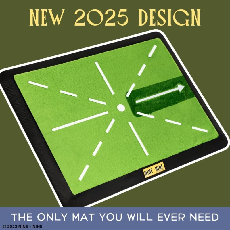 Golf Hitting Mat - Premium Swing Training Mat - Golf Swing Trainer for Path Detection, Fathers Day Golf Gifts -Upgraded 16"x12" with Replaceable Mat, NINE + NINE - Image 2