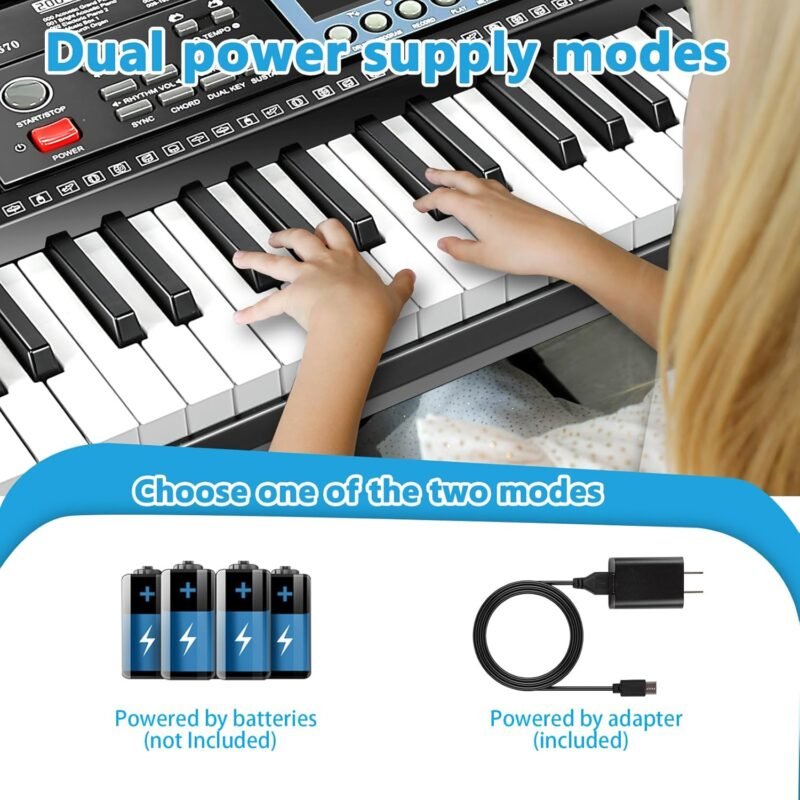 61 Key Keyboard Piano for Beginners with Stand Bench, Lighted Keys in Follow Mode, 70 Demos, 200 Tones/Rhythms, Pitch Bend, Metronome, Sustain, Sync, Chord, Dual Key, Key Drum, Program - Image 4