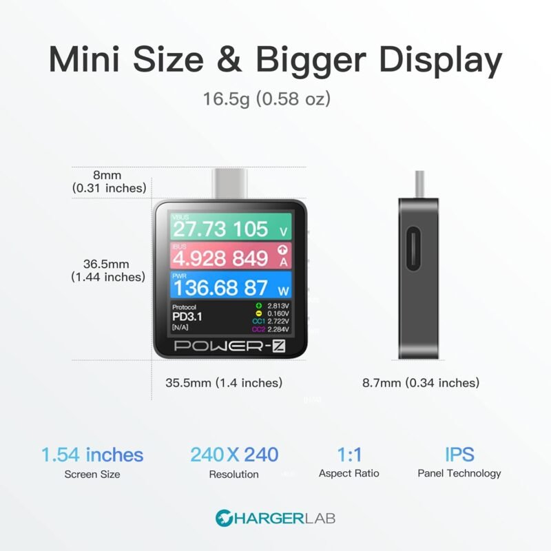 Power-Z KM003C Portable USB-C Fast Charging Tester PD3.1 QC5.0 Digital Voltmeter & Ammeter Power Bank Tester - Image 3