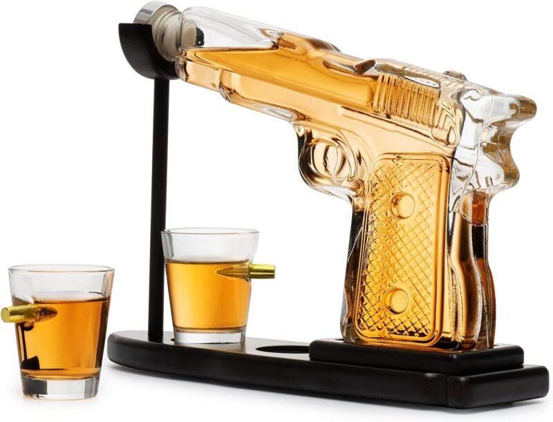 Gifts for Men Dad, 10.1 Oz Whiskey Gun Decanter Set + 2 Bullet Glasses - Unique Birthday Pistol Gift Ideas Daughter Son, Personalized Liquor Dispenser - Scotch Bourbon Vodka, Him, Brother Husband - Image 6
