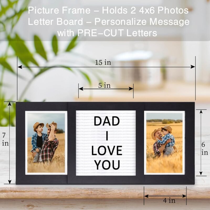 Ithmahco Fathers Day Picture Frame, Dad Picture Frame From Daughter, Son, Kids, 4x6'' Personalized Pictures Frame Solid Wood, Dad Photo Frames, First Fathers Day Frames For Grandpa, Grandfather - Image 2