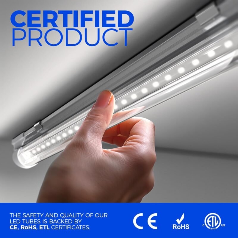 Barrina LED Shop Lights 2FT, 20W 3000LM 5000K, T8 LED Light Fixture, Clear Cover, Ceiling and Utility Shop Light, Linkable Tube Lights for Room, Garage, Workbench, Warehouse, 2 Packs - Image 5