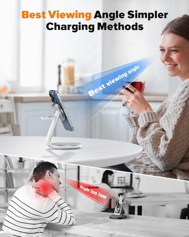 3 in 1 Charging Station Compatible with Magsafe Charger Wireless Charger Stand for iPhone 16 15 14 13 12 Series Wireless Charging Station for AirPods Wireless Charging Stand for iWatch Series - Image 6