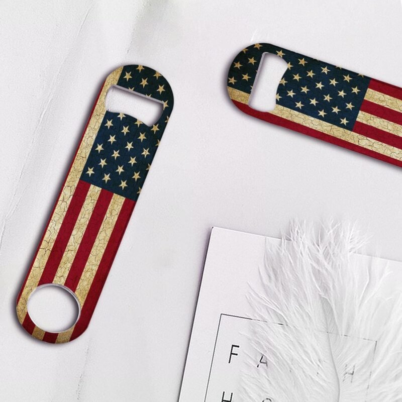 Flat Bottle Openers,Heavy-Duty Stainless Steel Beer Openers,Sturdy and Durable Openers Perfect for Kitchen Restaurant Bar-4PCS(Vintage American Flag) - Image 2