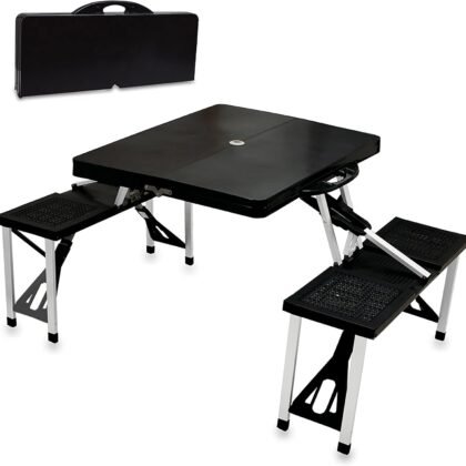 PICNIC TIME Folding Picnic Table, Camping Table, Outdoor Table with Umbrella Hole