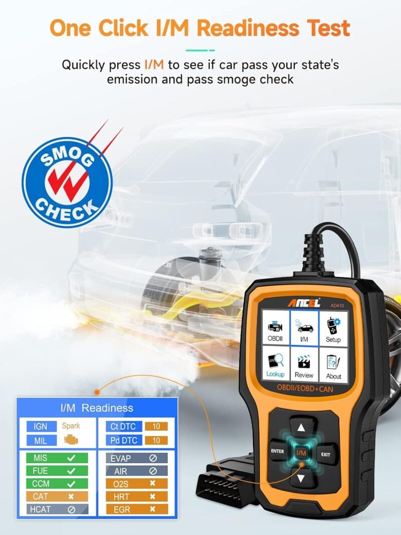 ANCEL AD410 Enhanced OBD2 Scanner, Vehicle Code Reader for Check Engine Light, Automotive OBD II Scanner Fault Diagnosis, OBDII Scan Tool for All OBDII Cars 1996+, Black/Yellow - Image 4