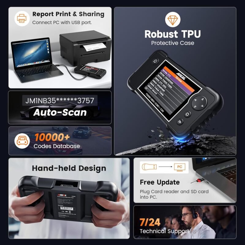 ANCEL FX2000-US OBD2 Scanner Diagnostic Tool, ABS SRS Transmission Airbag Car Scanner, Check Engine Car Code Reader, Automotive Diagnostic Tool Lifetime Free Upgrade - Image 5