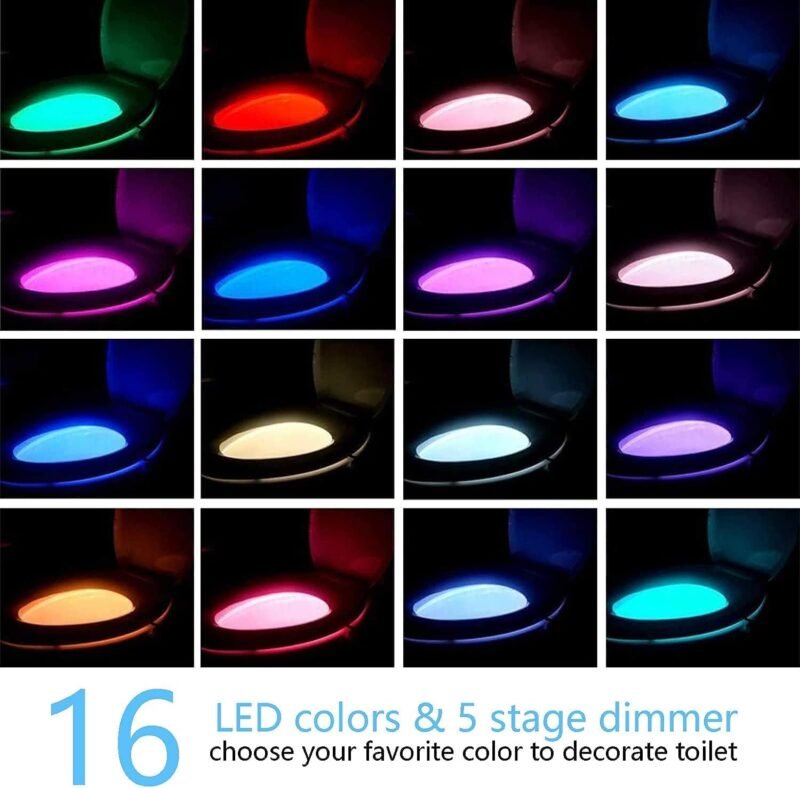 Chunace 4 Pack Rechargeable Toilet Night Light with Motion Activated Sensor, 16 Colors LED Nightlight Inside Bowl, Cool Stuff for Bathroom Decor Accessories, Unique & Funny Gadgets for Men/Kids 2025 - Image 7