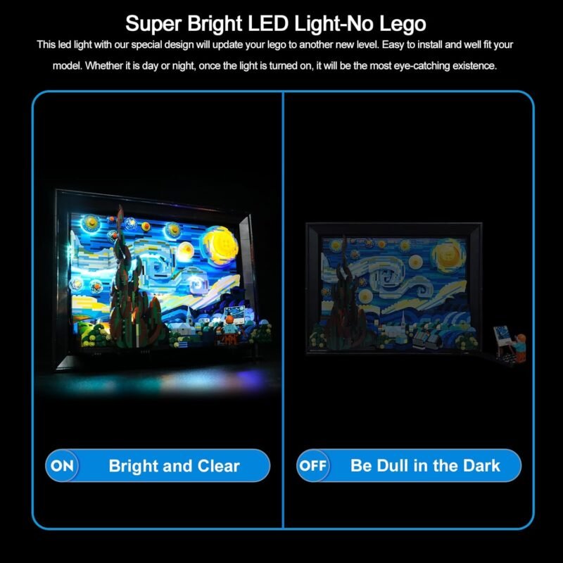 BrickBling Light Kit Compatible with Lego 21333 Vincent Van Gogh - The Starry Night (Bricks Not Included), DIY Lighting Compatible with Lego Starry Night Remote Control Version - Image 2