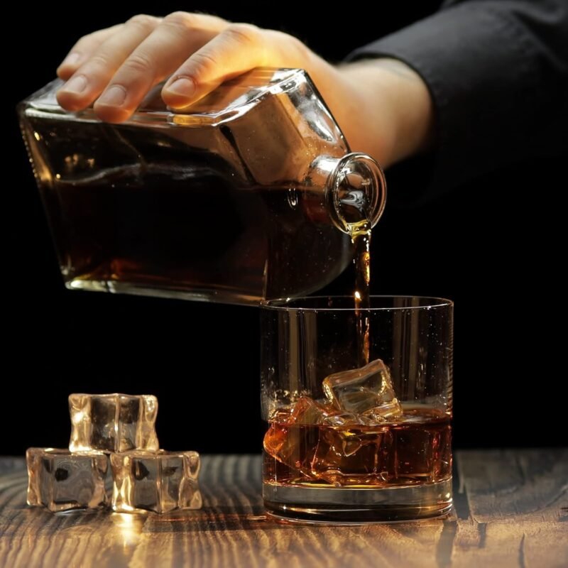 Whiskey Decanter With Label Tag - Bottle Metal Name Tags - Glass Airtight Stopper for Wine, Bourbon, Brandy, Juice, Water - Decanter Sets For Men Christmas Gifts for Dad Boyfriend Husband Him - 24 oz - Image 6