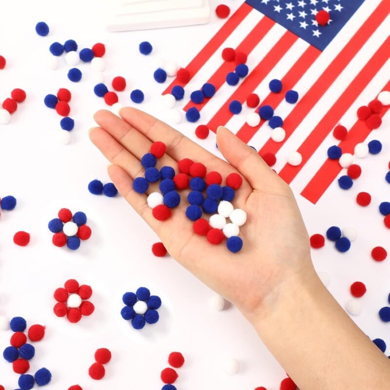 SEPGLITTER Red White Blue Pom Poms Balls, 1000Pcs 1 cm/0.4inch 4th of July Pom Poms Balls for Independence Day Patriotic Veterans Party Memorial Crafts Making DIY Holiday Decorations Supplies - Image 4