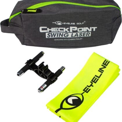 EyeLine Golf Check Point Swing Laser System - Fix Your Slice, Perfect Golf Swing Trainer with Dual Lasers for Any Club, Enhance Swing Path & Plane, Indoor/Outdoor Use