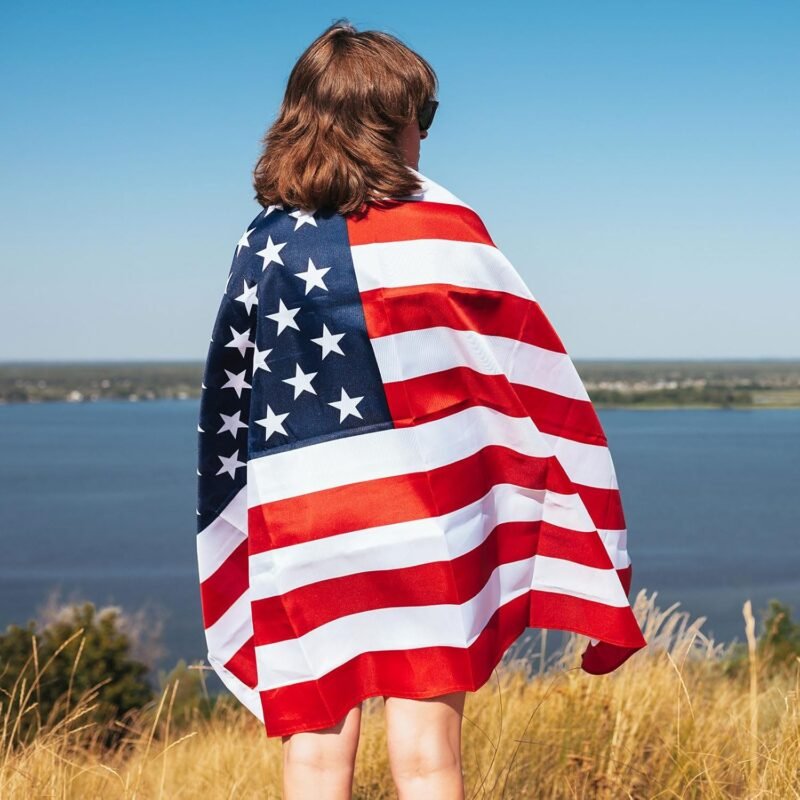 13 PCS 4th of July American Flag Costume Cape for Men Women, Red White and Blue Patriotic USA Flag Cloak Socks Sunglasses Accessories Set for Independence Day Celebration Halloween Party - Image 6