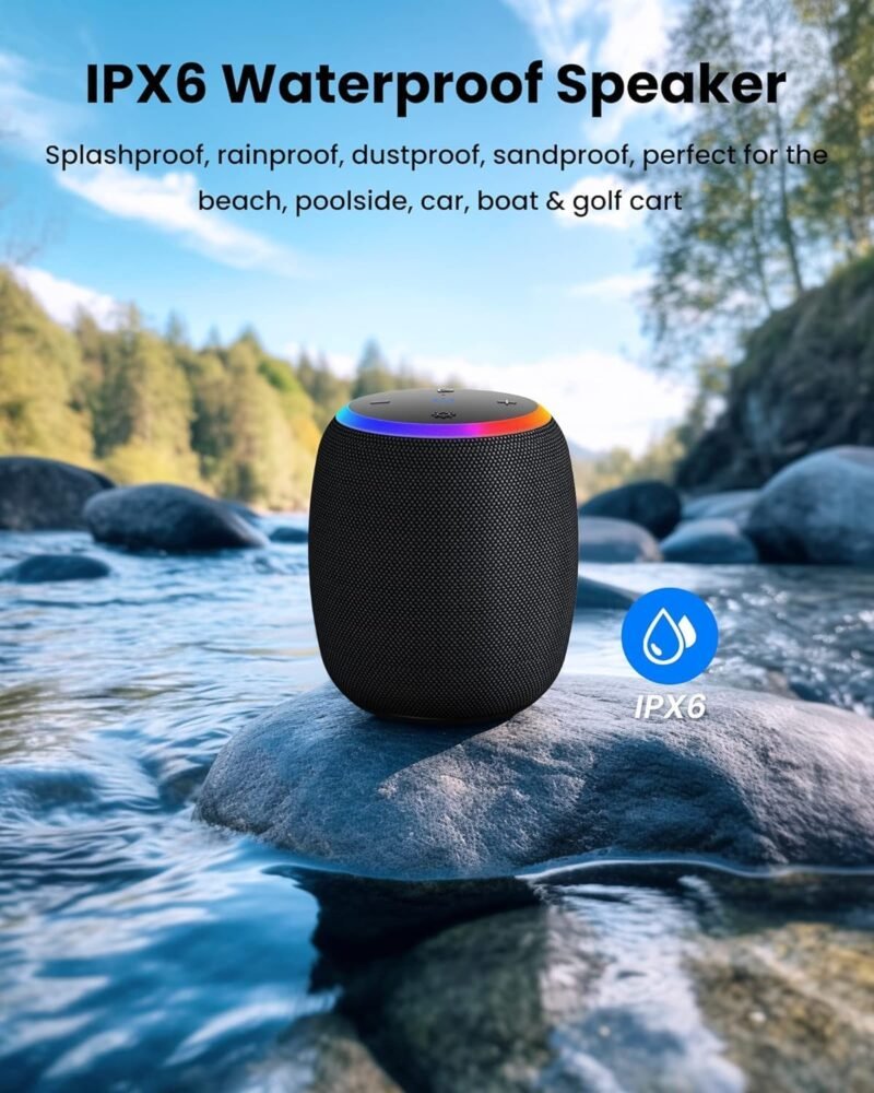 Bluetooth Speaker, Portable Wireless Bluetooth 5.3, 15W Clear Bass, IPX6 Waterproof, LED Lights, AUX/TF/USB, Dual TWS Pairing, 12H Playtime, Small Speakers for Home Outdoor Beach, Ideal Gift - Image 2