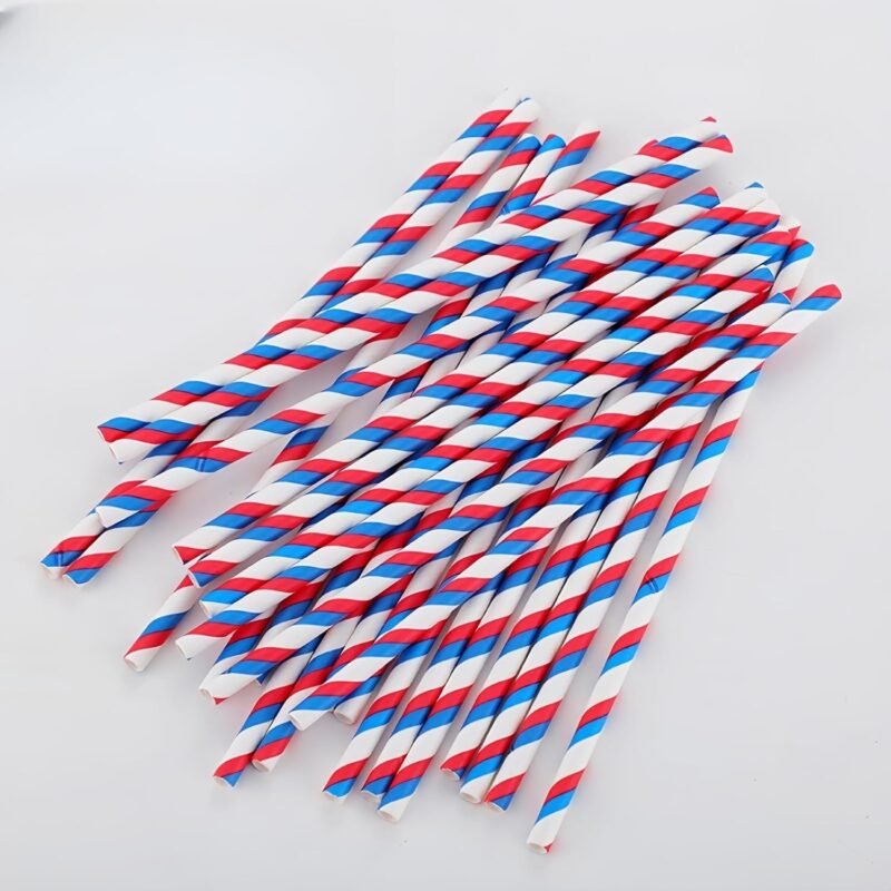 200Pcs Independence Day Paper Straws, American Flag Star Stripe Red White and Blue Drinking Straws for Memorial Day, Election Day, 4th of July Independence Day Party Supplies Decorations - Image 7