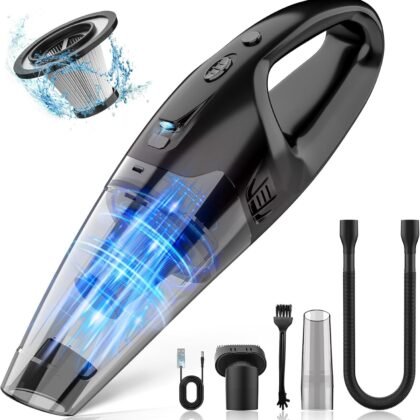 Handheld Vacuum Cordless Rechargeable, Car Vacuum Cleaner with LED, USB Charge, 1.65LBs Hand Vacuum Cordless, for Car/Home/Pet