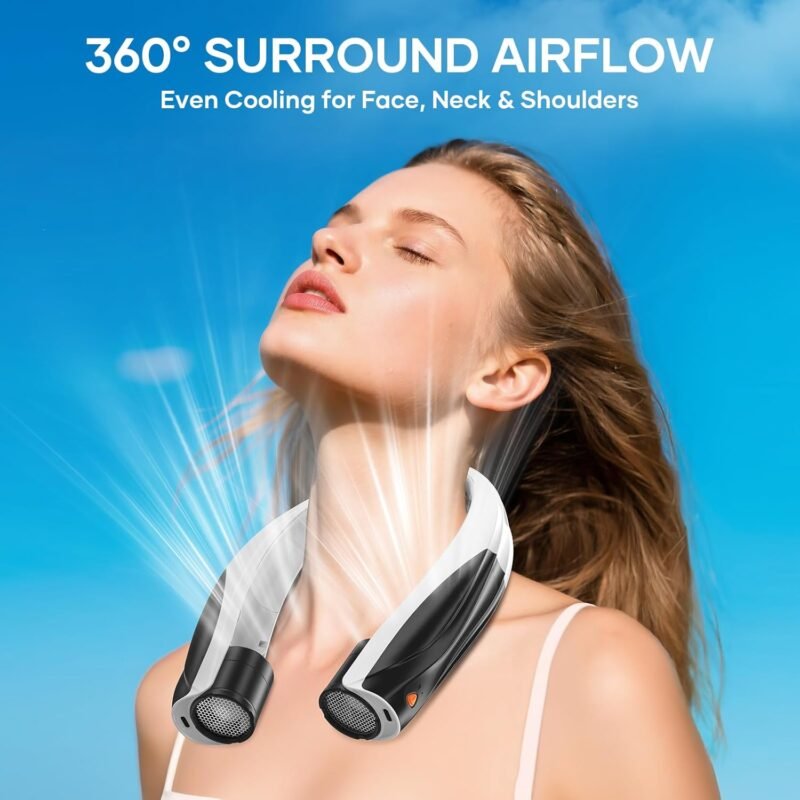Neck Fan – Portable Neck Fan Rechargeable with 6 Adjustable Speeds, 360°Neck Cooler, Upgraded Long-lasting Wearable Fan for Hot Weather, Travel, Outdoor, Office, Camping, Men & Women - Image 4